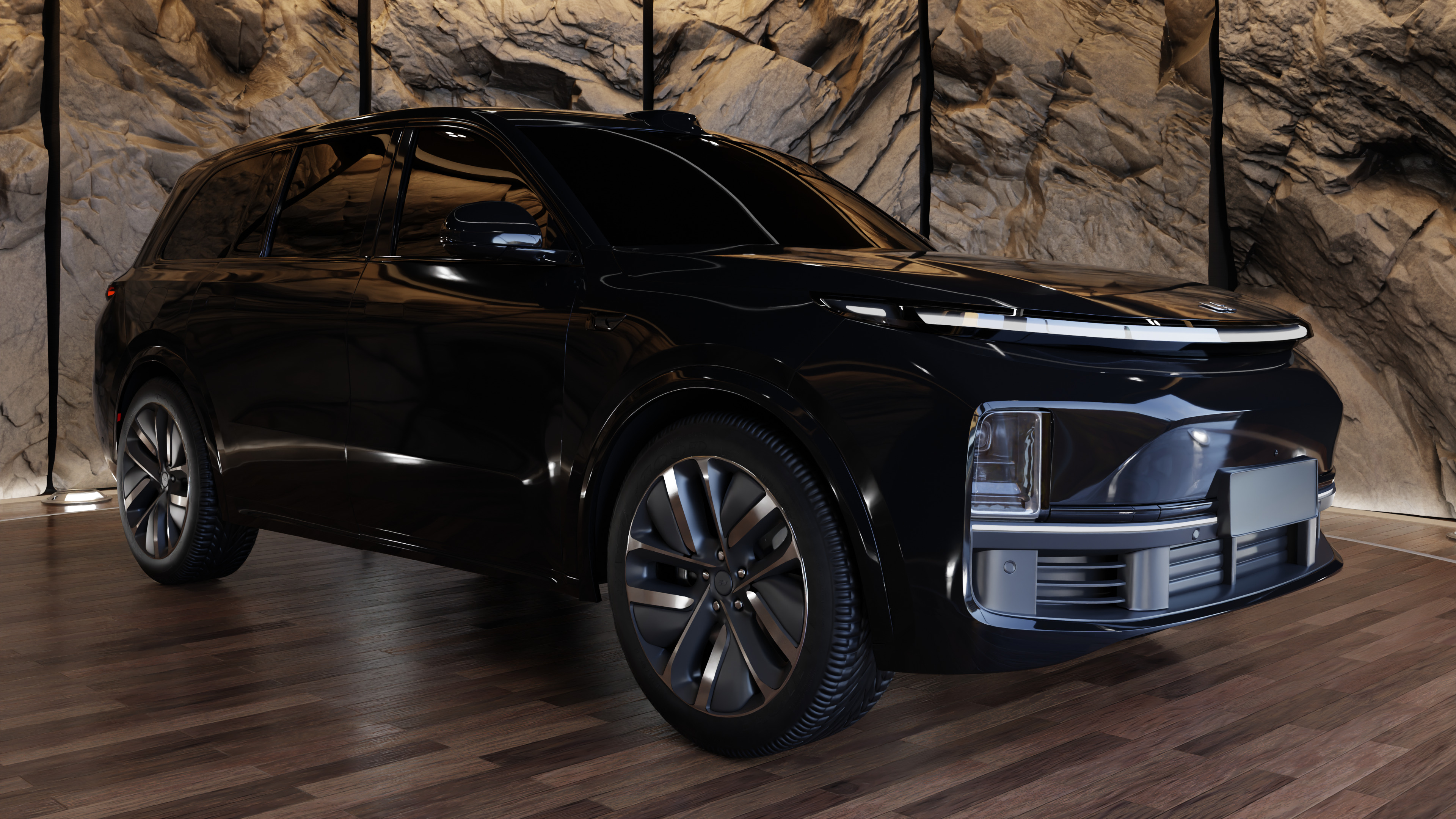 LiXiang L9 Black SUV Car 3D model_1