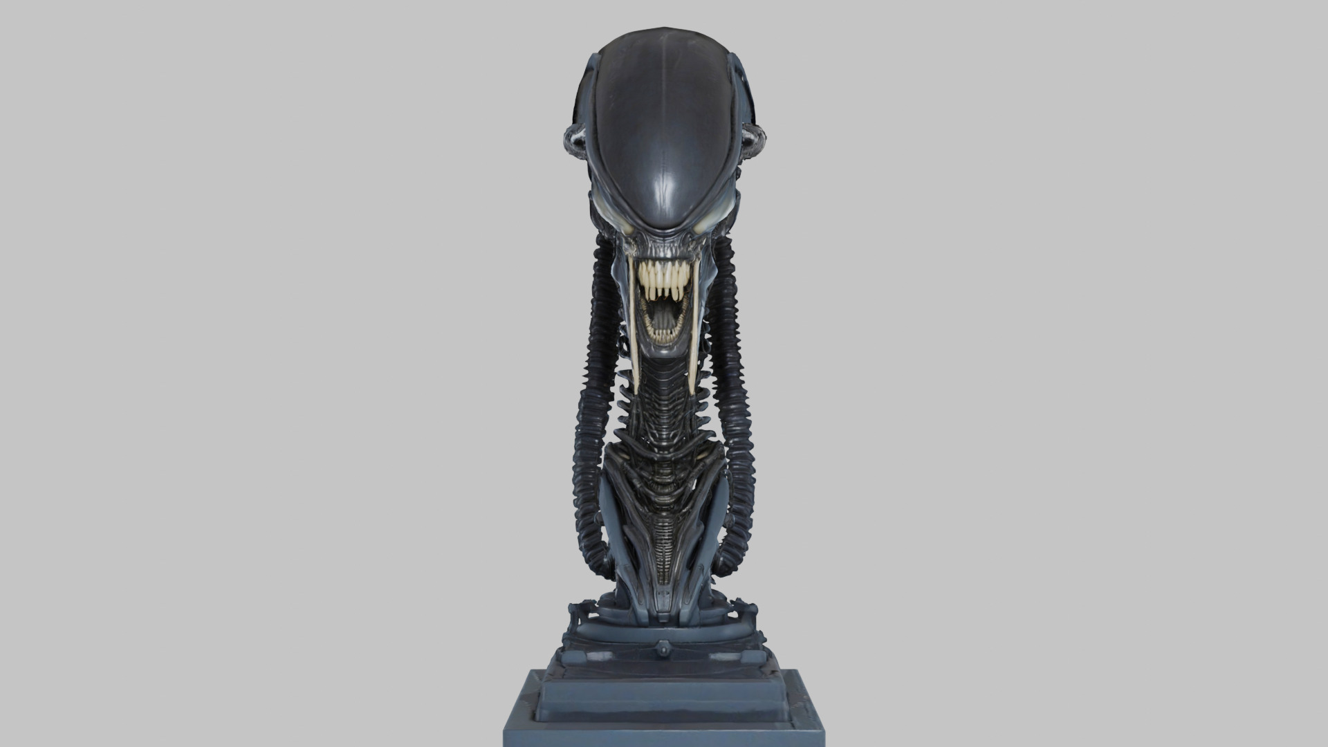 Alien Xenomorph Elongated Skull Head Bust High-Poly Sci-Fi Low-poly 3D model_18