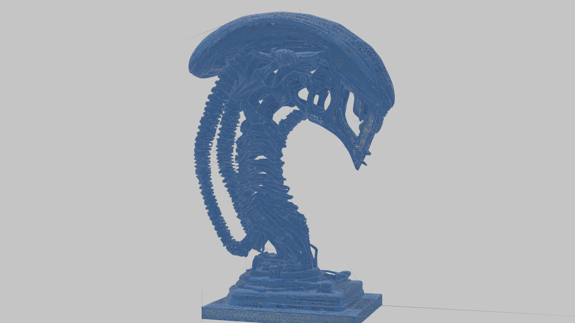 Alien Xenomorph Elongated Skull Head Bust High-Poly Sci-Fi Low-poly 3D model_10