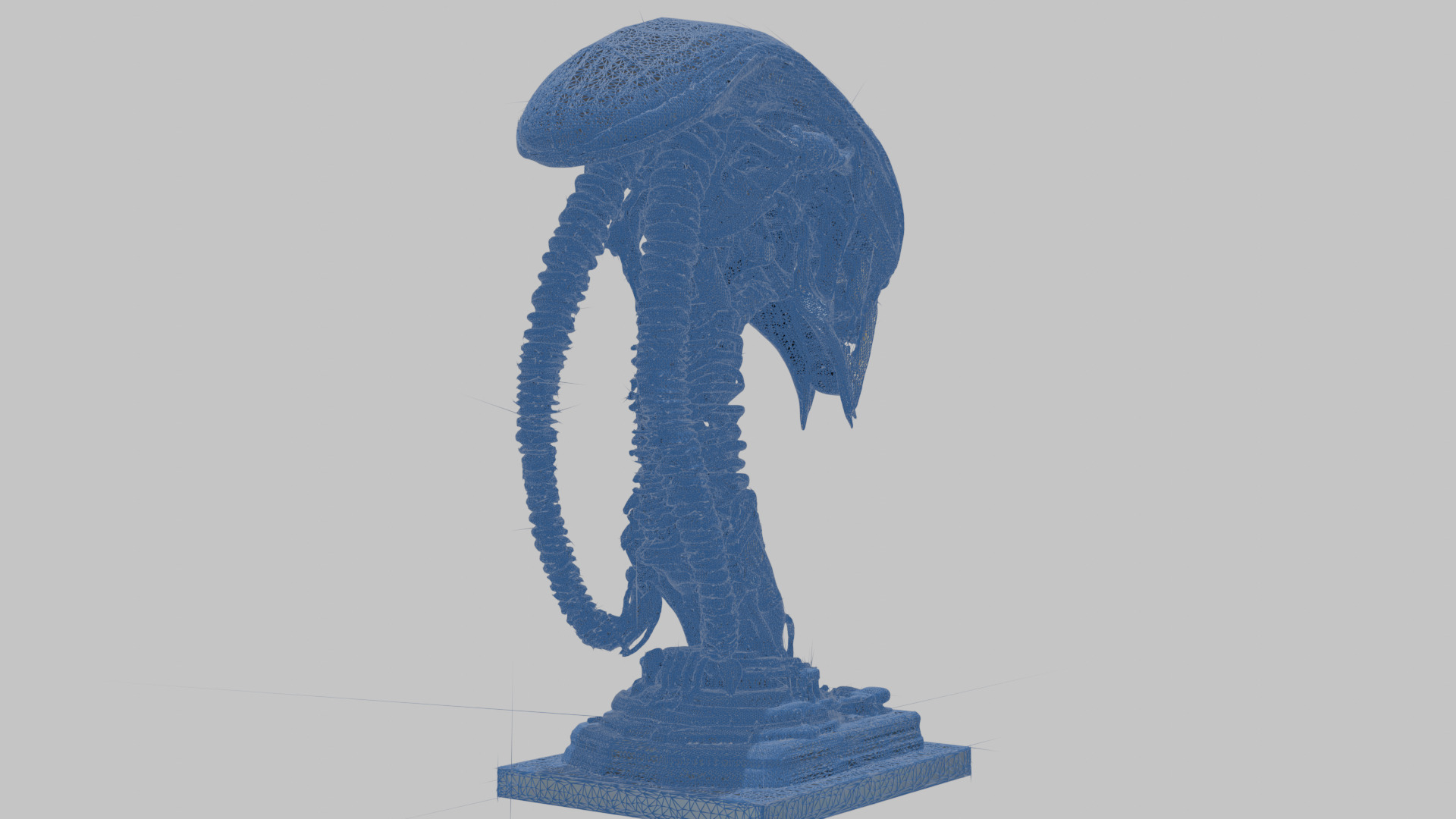 Alien Xenomorph Elongated Skull Head Bust High-Poly Sci-Fi Low-poly 3D model_12