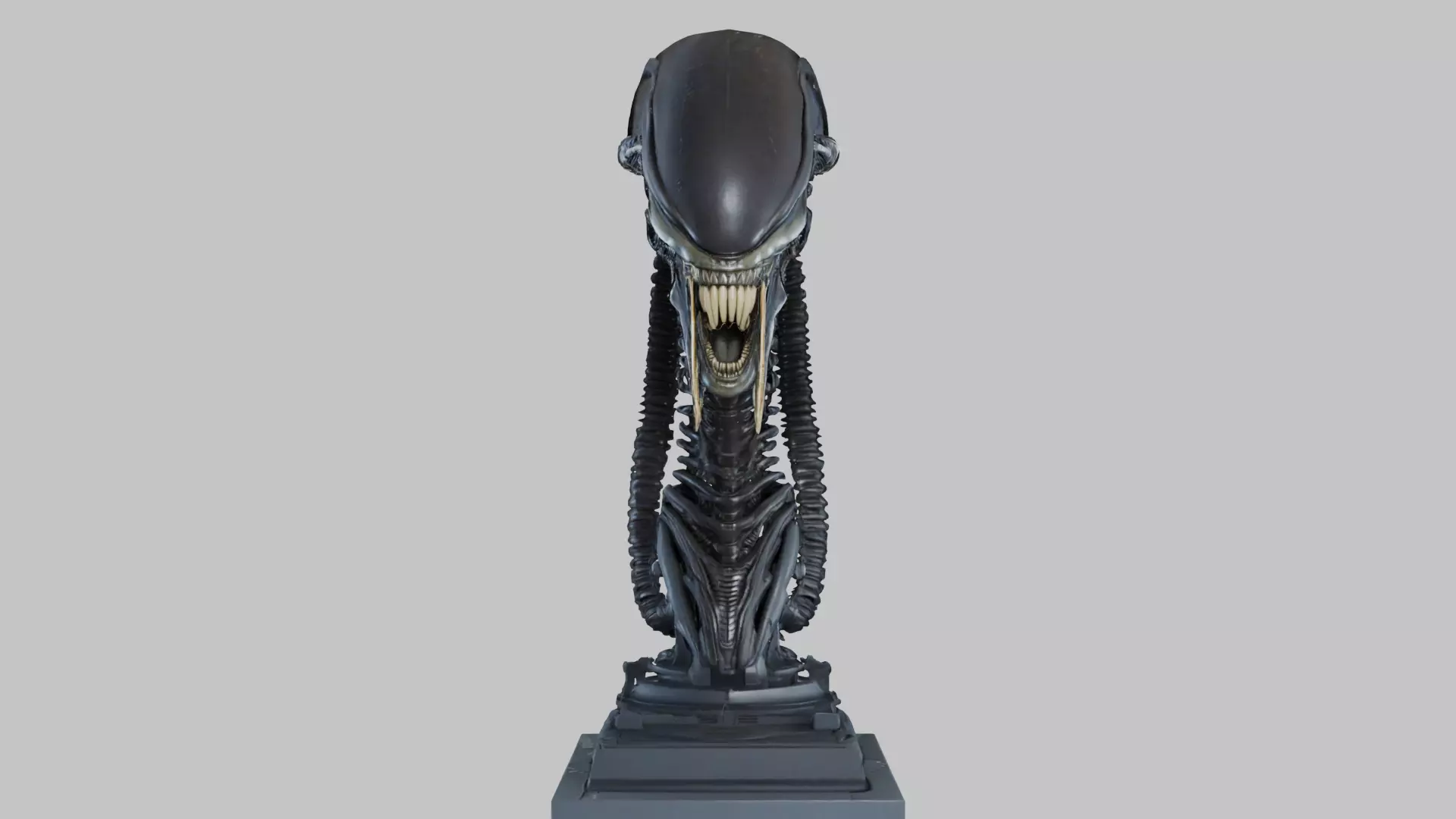 Alien Xenomorph Elongated Skull Head Bust High-Poly Sci-Fi Low-poly 3D model_0