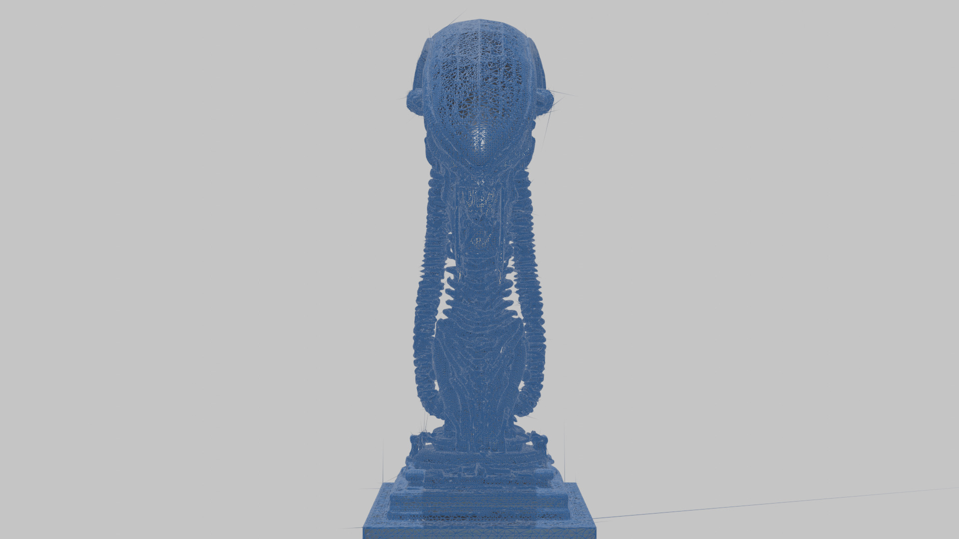 Alien Xenomorph Elongated Skull Head Bust High-Poly Sci-Fi Low-poly 3D model_8