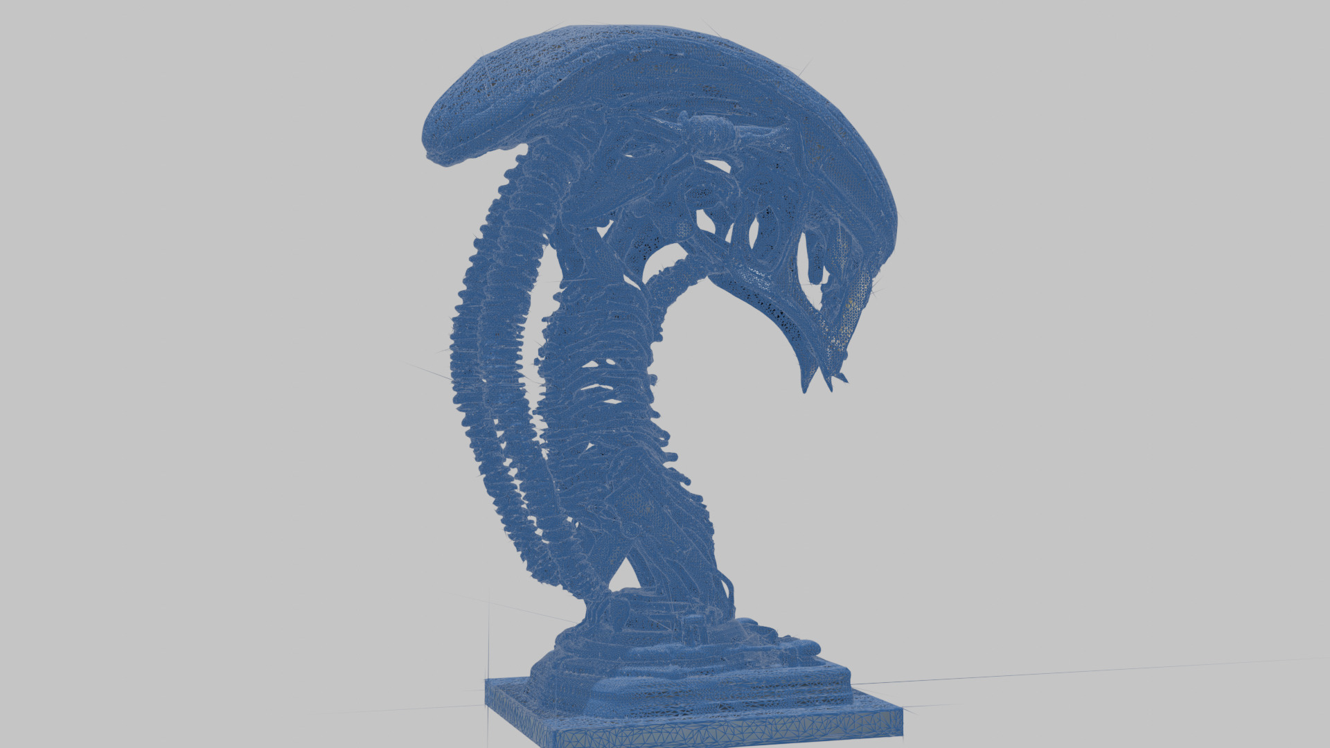 Alien Xenomorph Elongated Skull Head Bust High-Poly Sci-Fi Low-poly 3D model_11