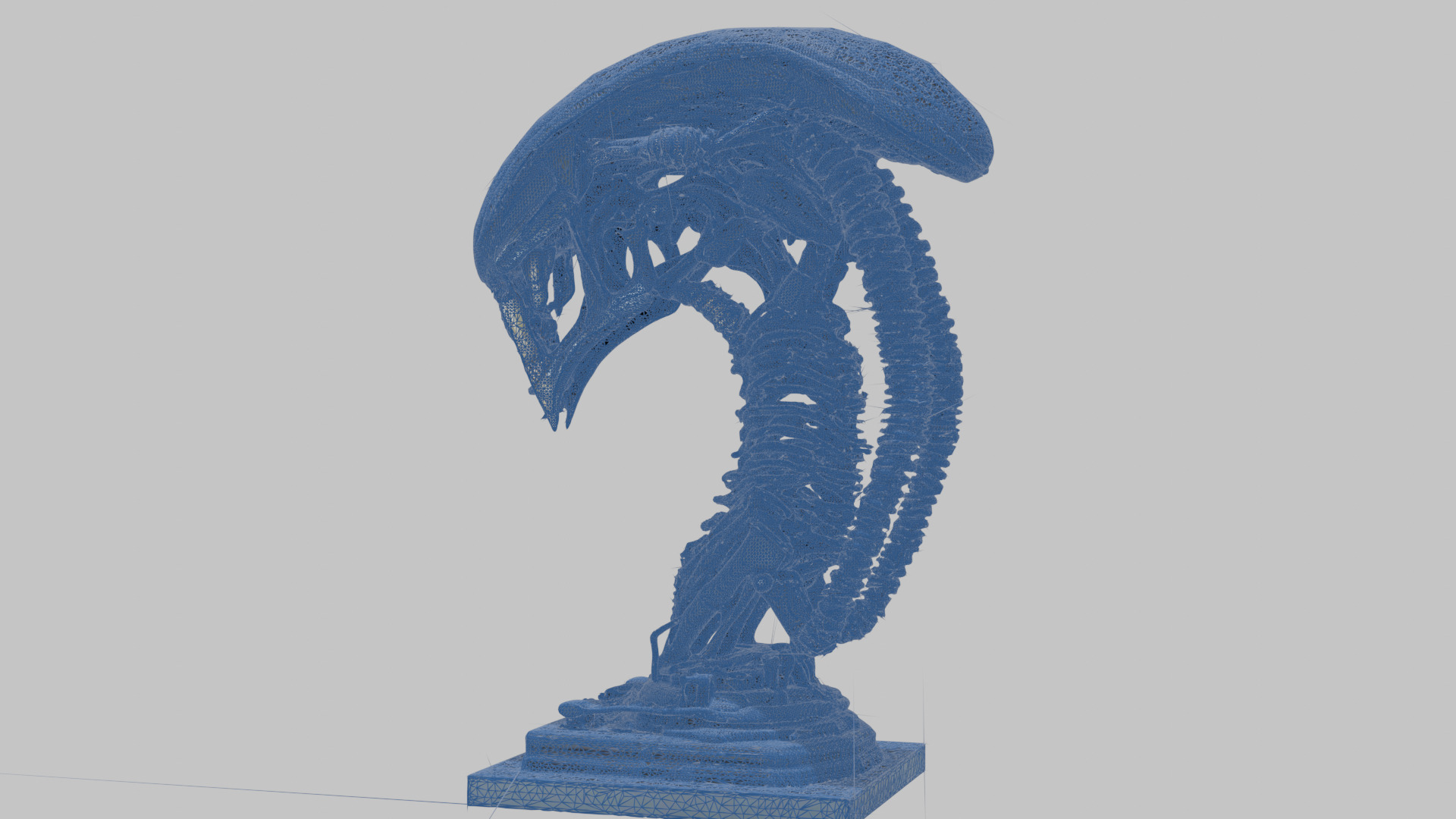 Alien Xenomorph Elongated Skull Head Bust High-Poly Sci-Fi Low-poly 3D model_15