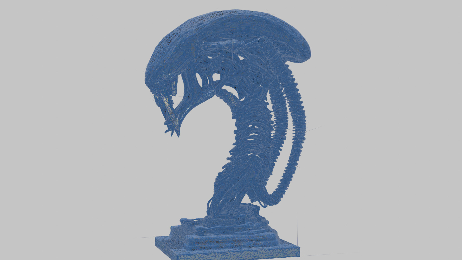 Alien Xenomorph Elongated Skull Head Bust High-Poly Sci-Fi Low-poly 3D model_16