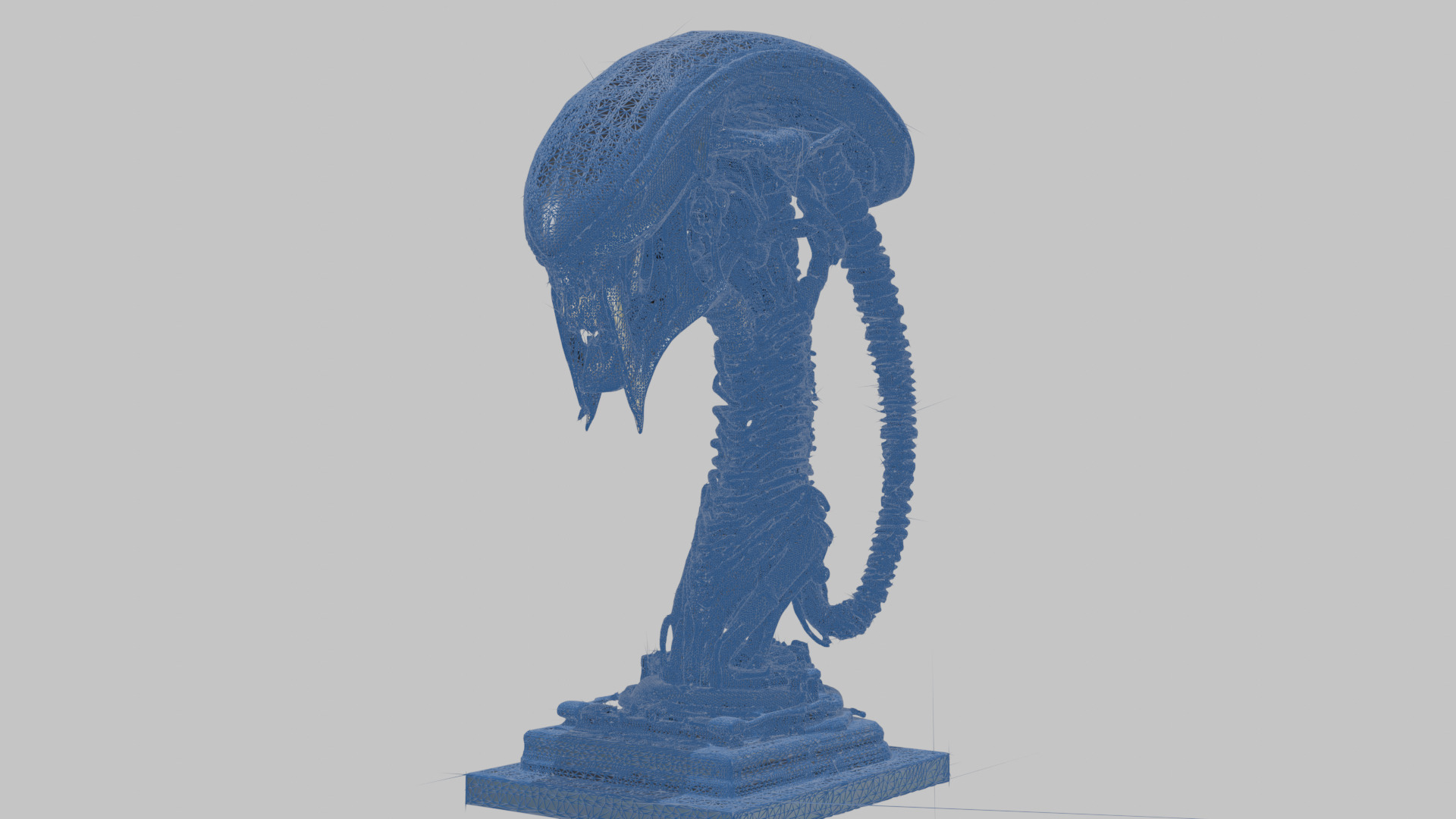 Alien Xenomorph Elongated Skull Head Bust High-Poly Sci-Fi Low-poly 3D model_17