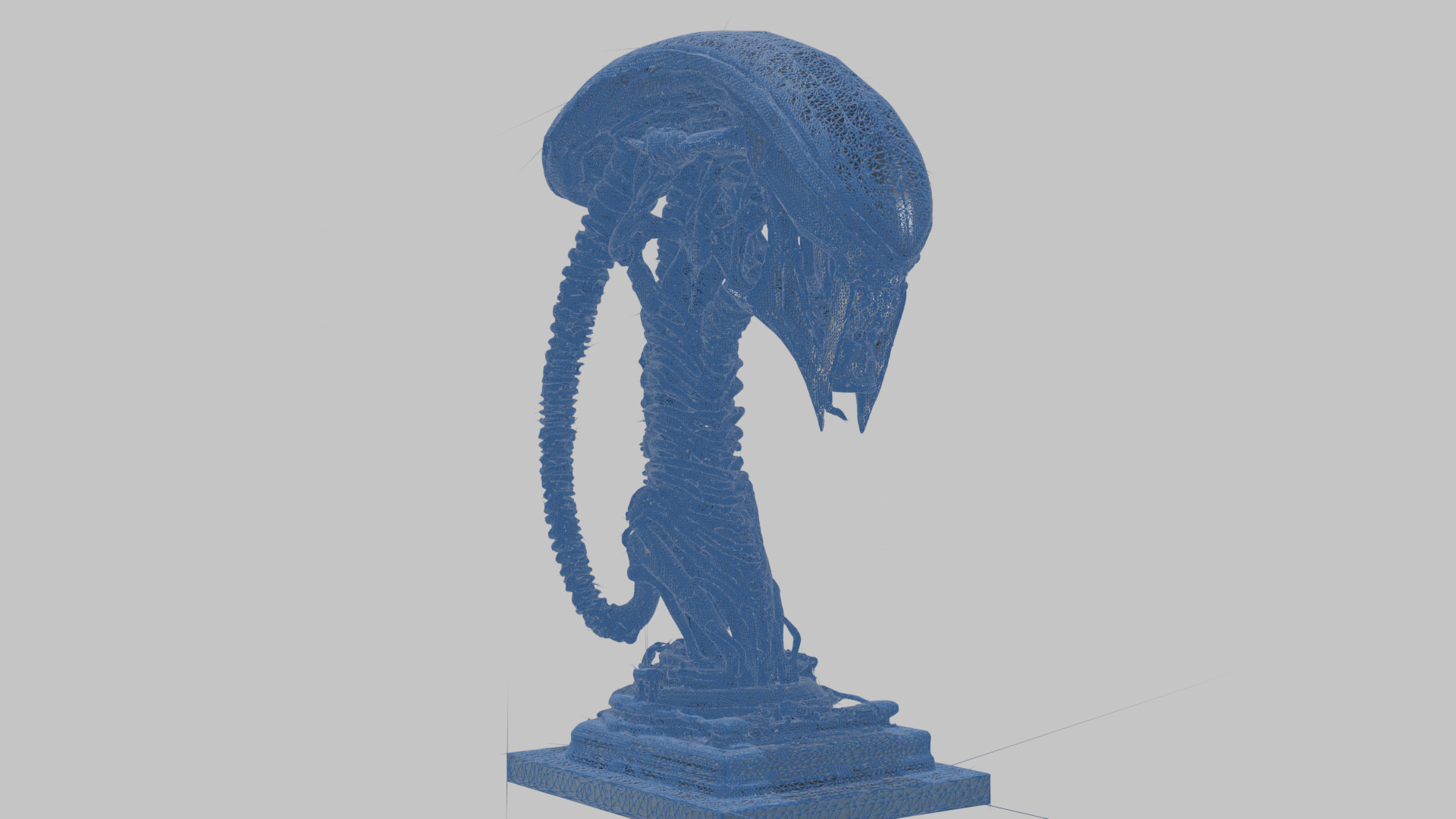 Alien Xenomorph Elongated Skull Head Bust High-Poly Sci-Fi Low-poly 3D model_9