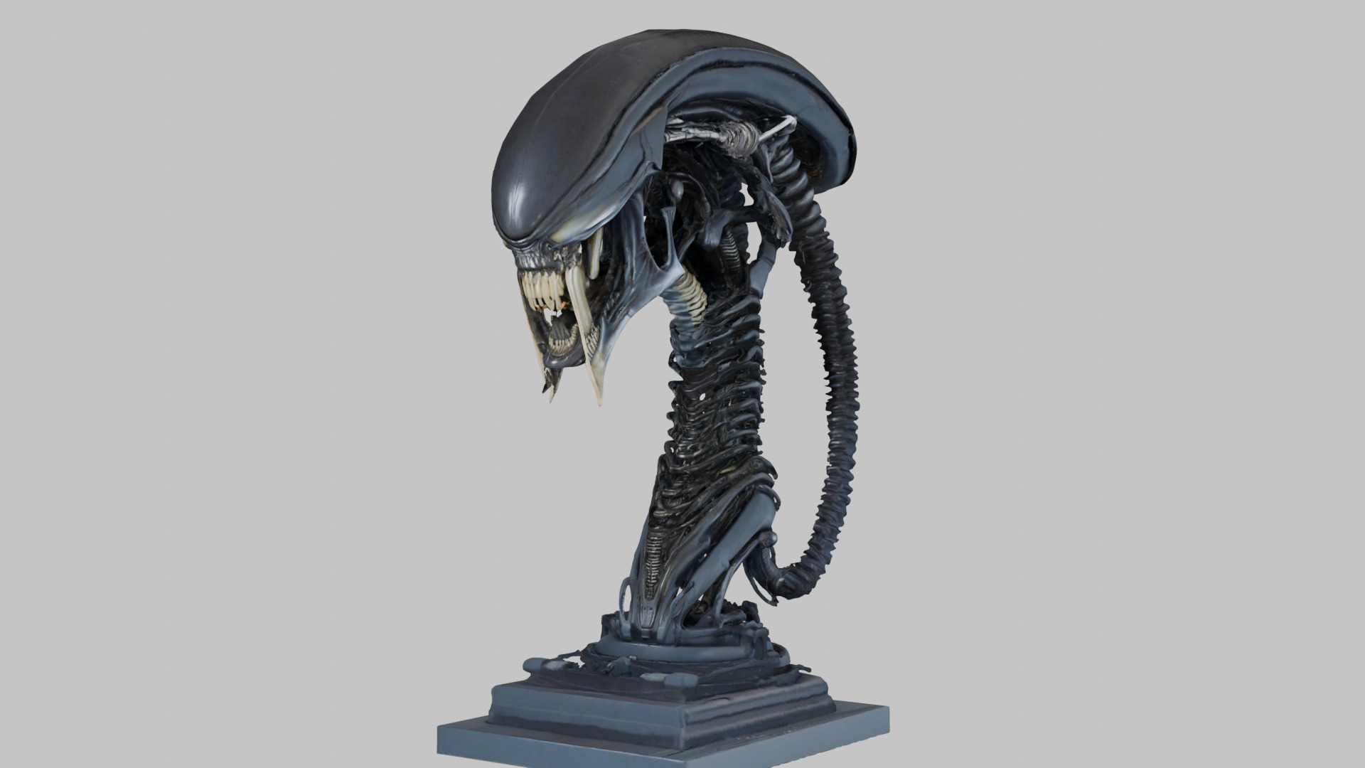 Alien Xenomorph Elongated Skull Head Bust High-Poly Sci-Fi Low-poly 3D model_19