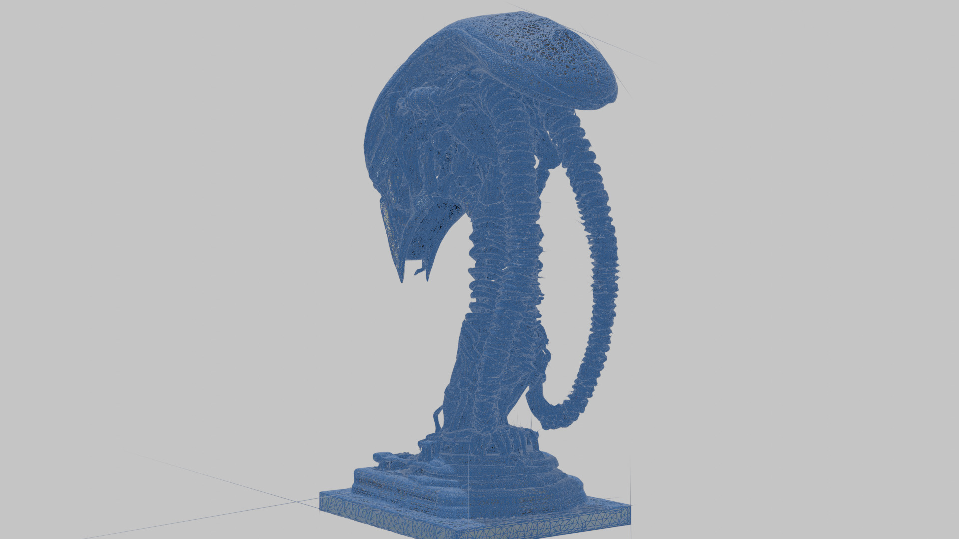 Alien Xenomorph Elongated Skull Head Bust High-Poly Sci-Fi Low-poly 3D model_14