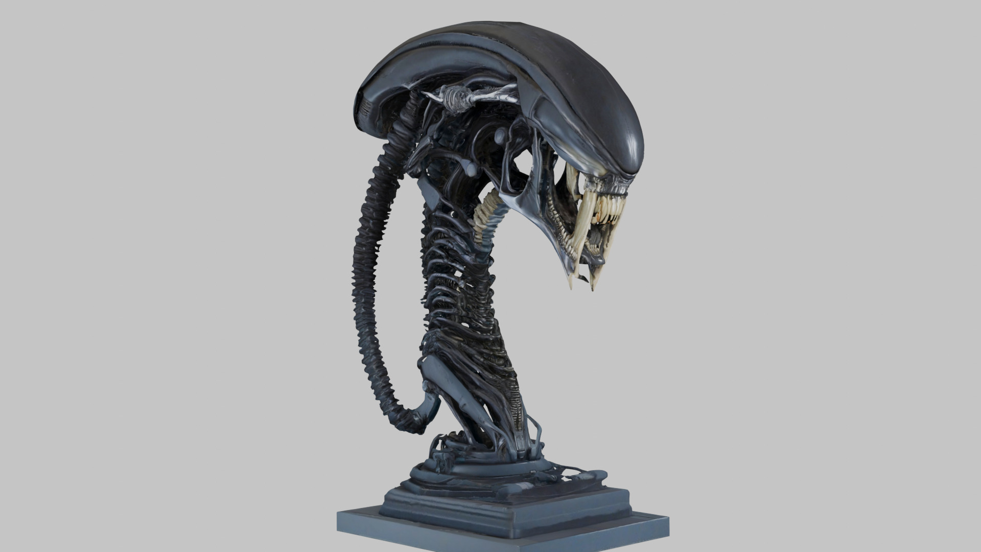 Alien Xenomorph Elongated Skull Head Bust High-Poly Sci-Fi Low-poly 3D model_20