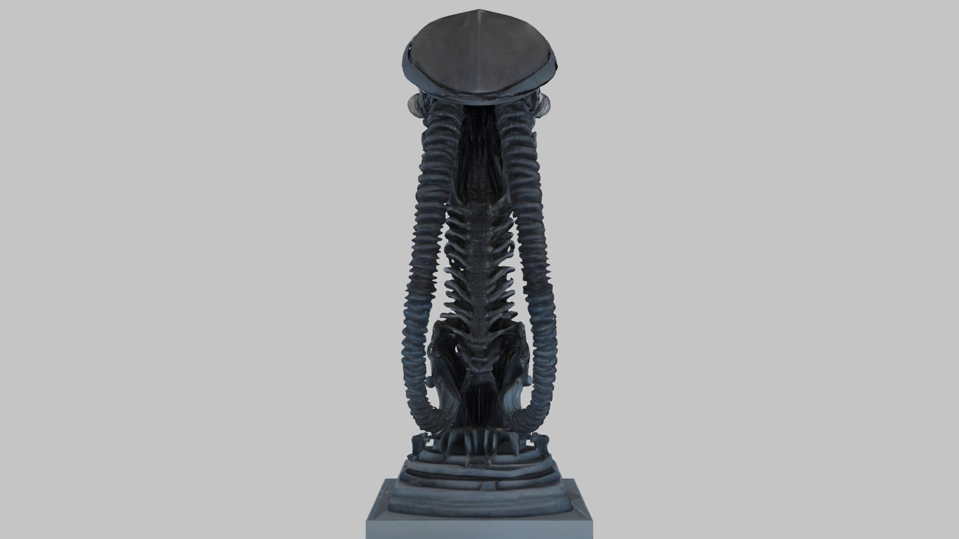 Alien Xenomorph Elongated Skull Head Bust High-Poly Sci-Fi Low-poly 3D model_23