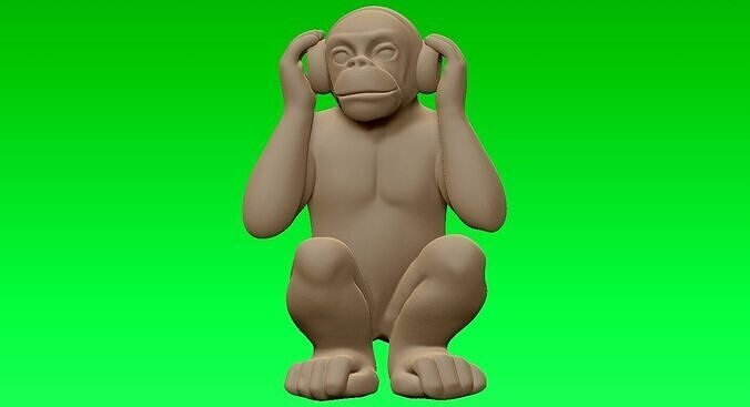 Monkey listening to music model - 3D print 3D print model