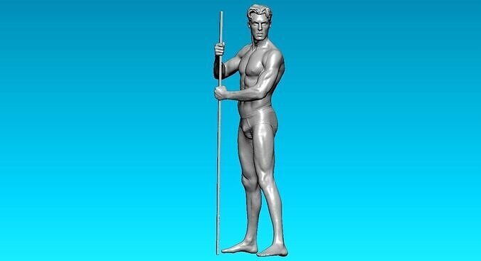 Male model holding a stick - 3D print 3D print model
