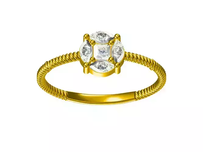 Diamond Ultra light Minimal Women Ring Model 3D print model 3D