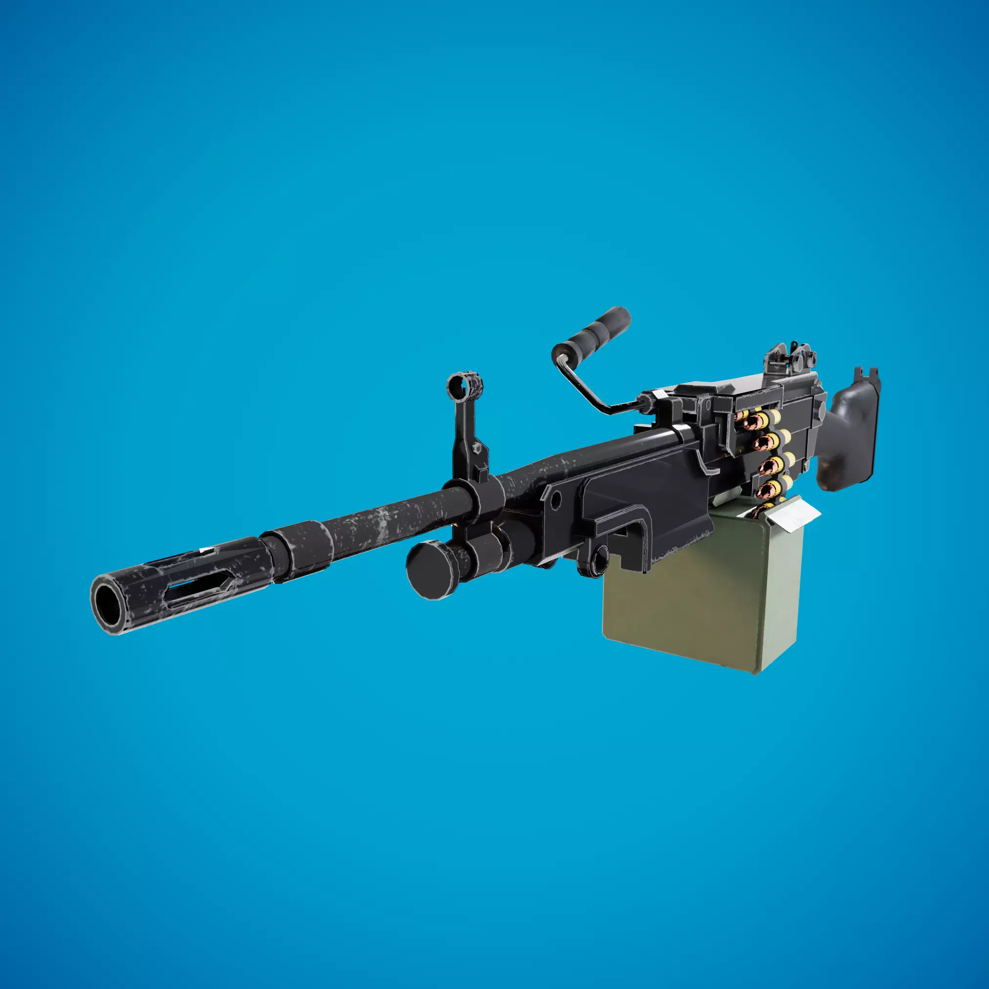 Saw 249 machine gun Low-poly 3D model