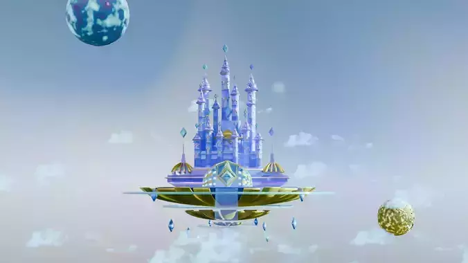 Floating Celestial Castle  High Detail Fantasy