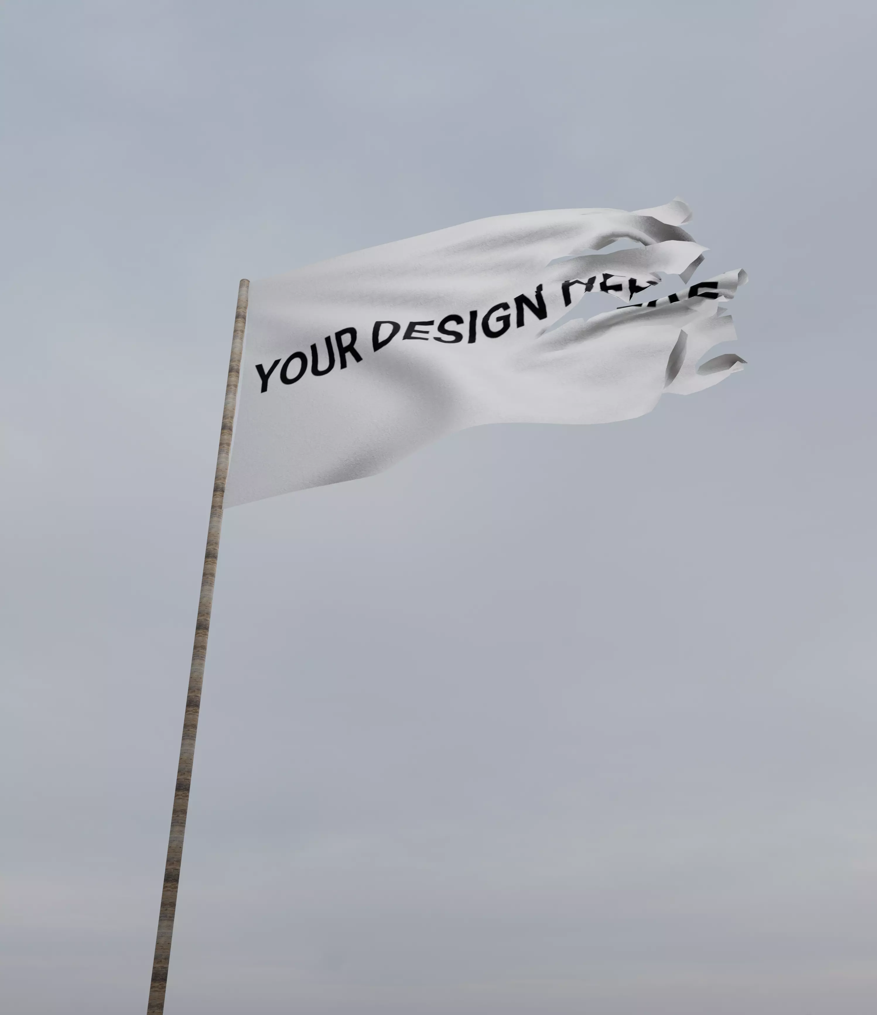 Torn Flag Cyclic Animation Customizable with Dual Wind Speeds Free low-poly 3D model