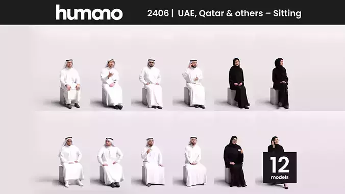 Humano 12-Collection 2406 - UAE QATAR SITTING-12 x 3D models  3D model