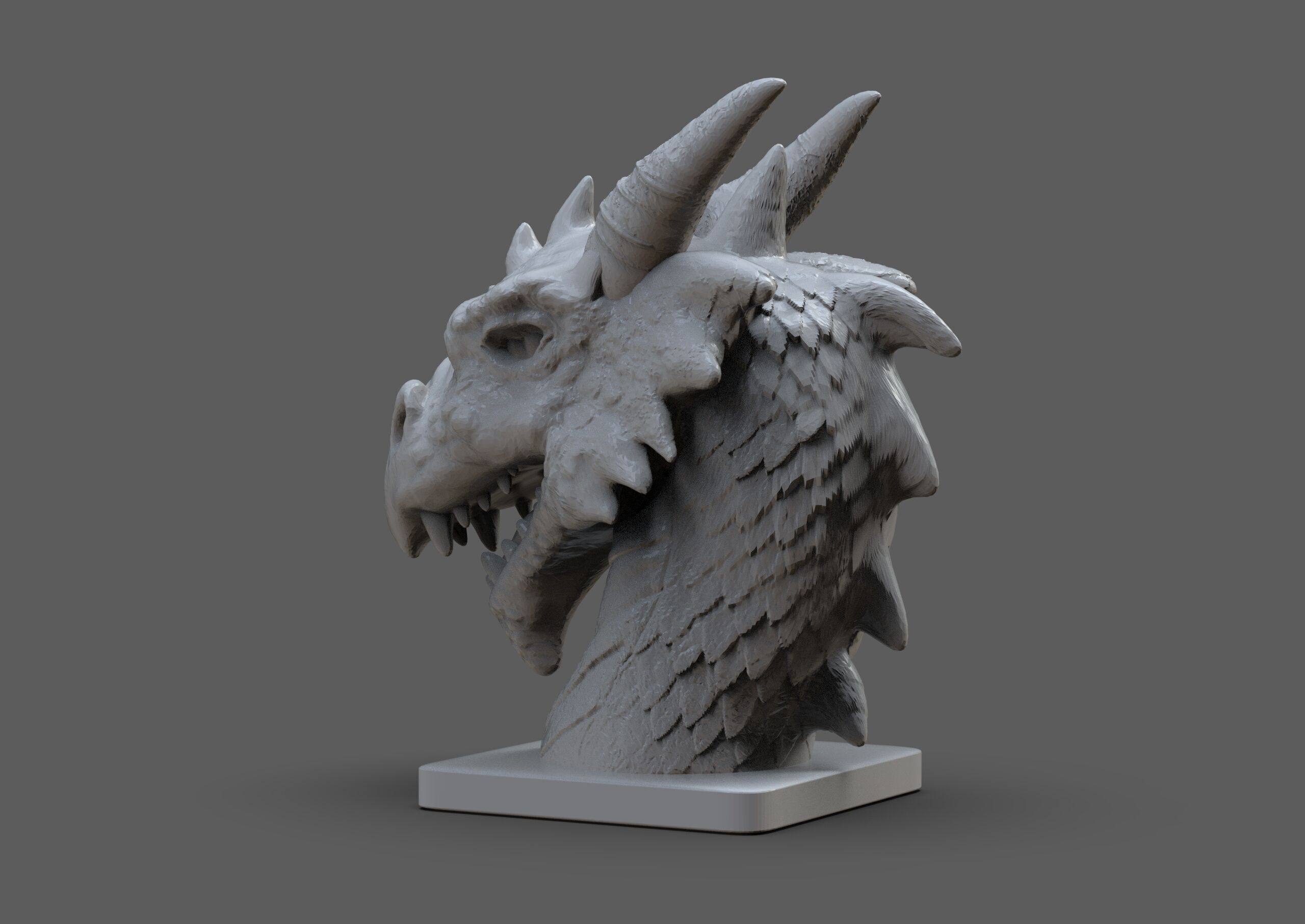 Dragon Head Bust 3D print model_4