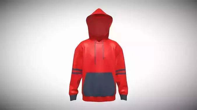 Mens Red Stylish Hoodie In Low Poly