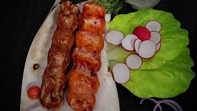 Kebab with lavash 3D model 4