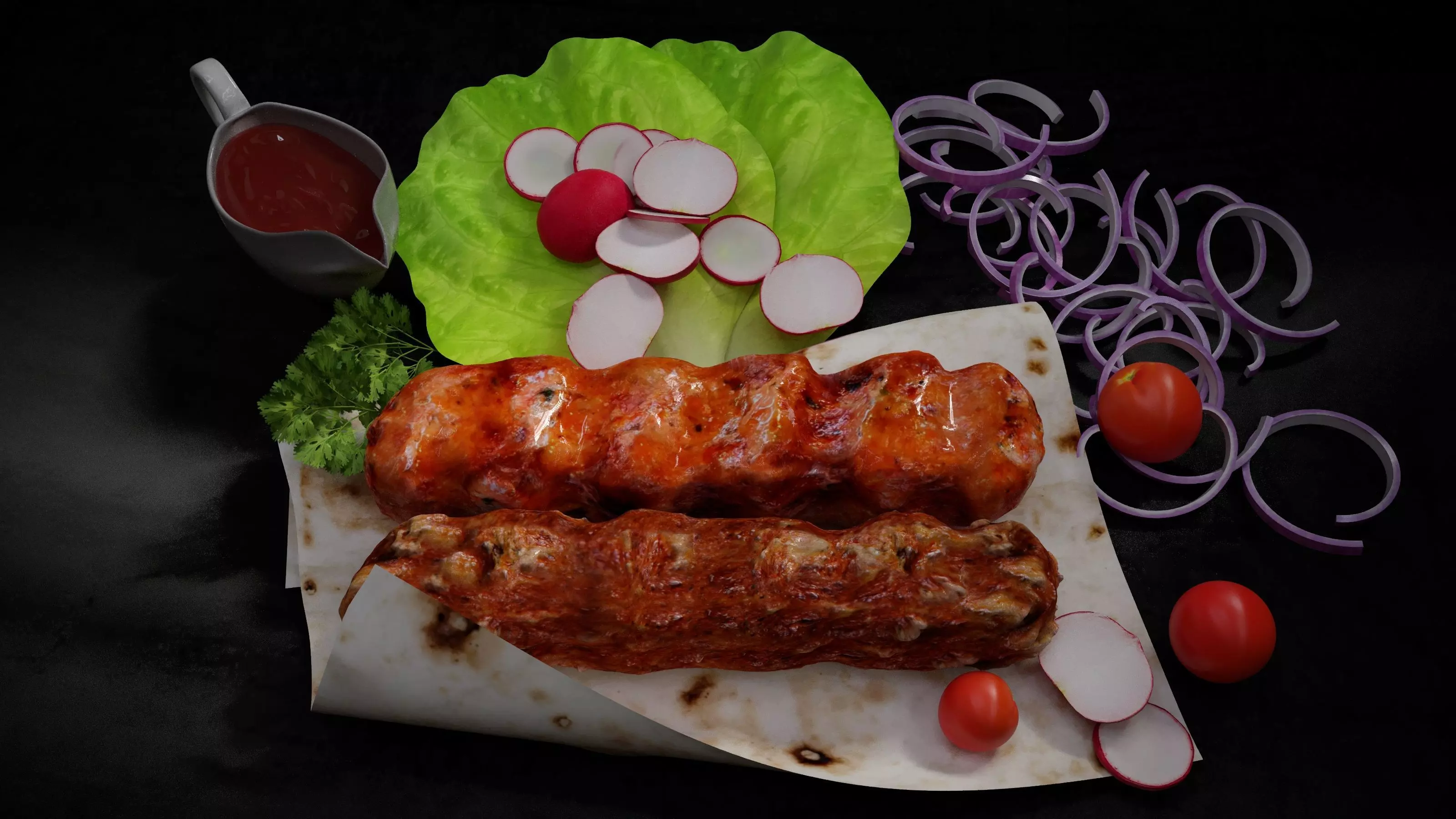 Kebab with lavash 3D model