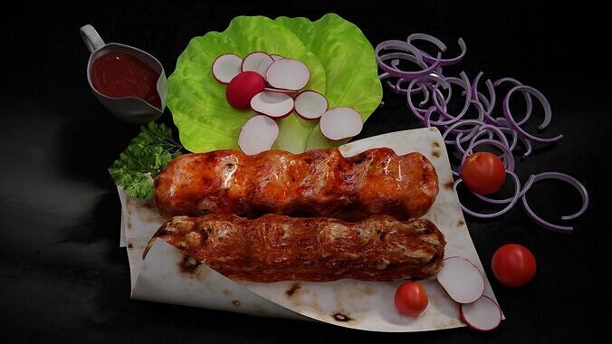Kebab with lavash 3D model