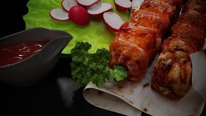 Kebab with lavash 3D model 5