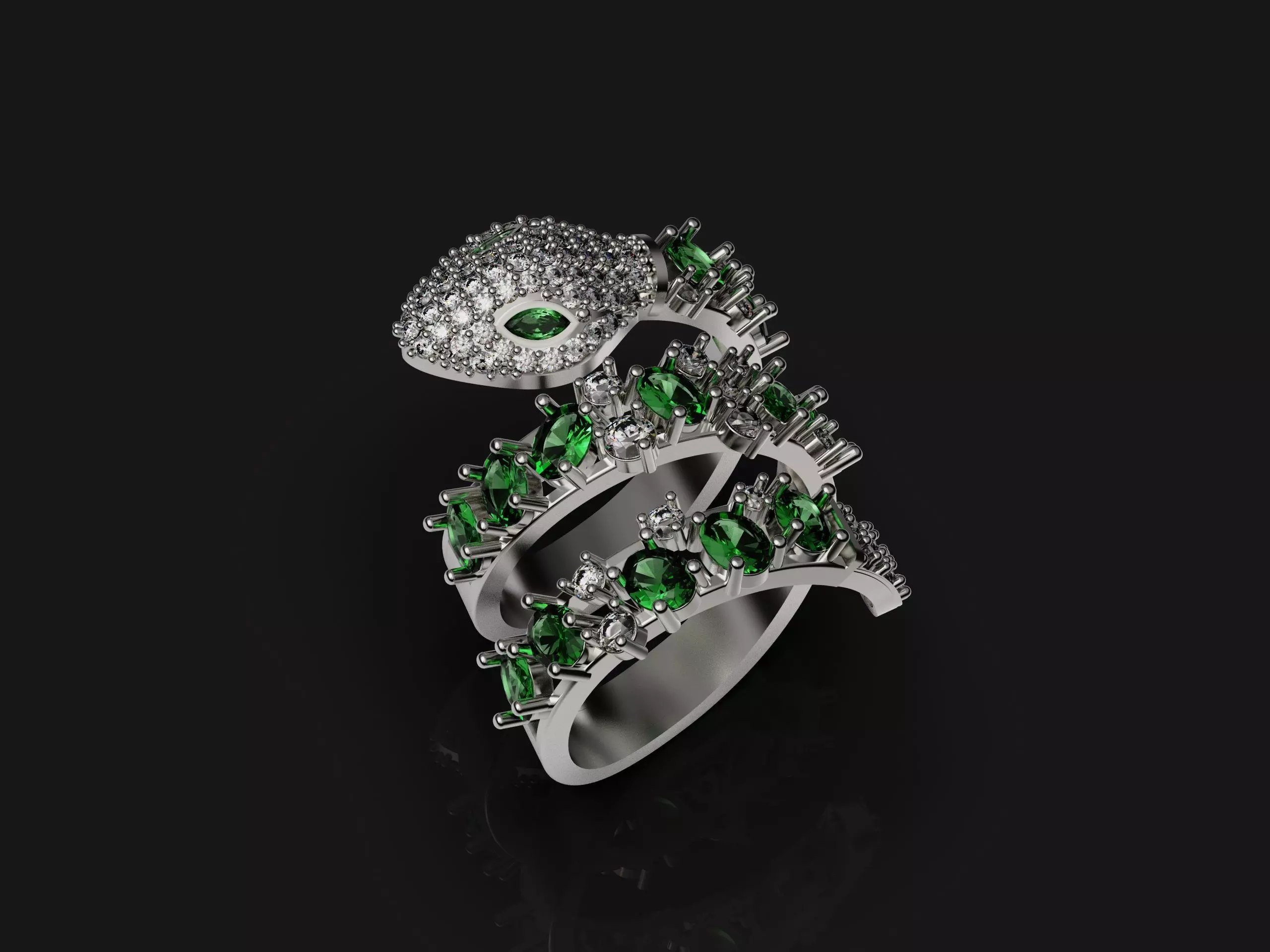 snake ring 3D print model_0