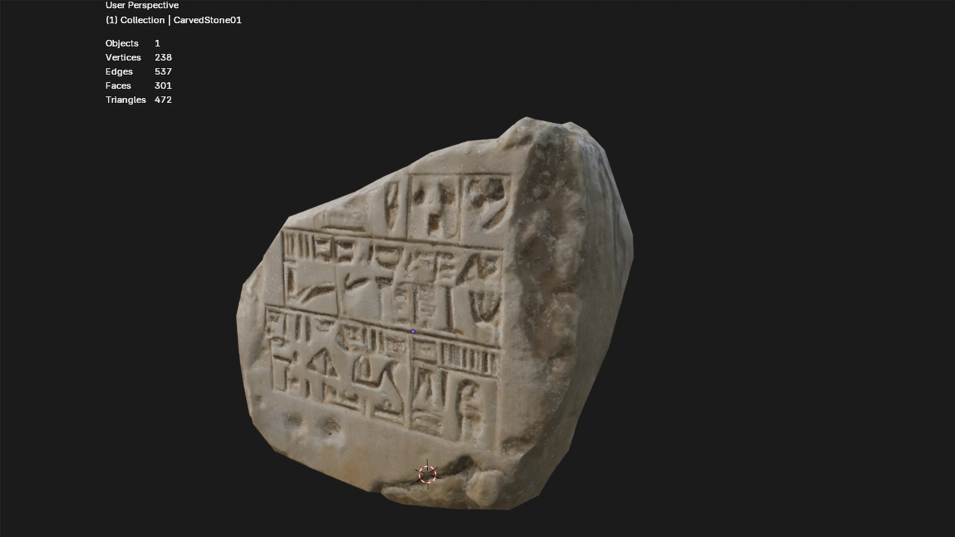 Ancient Carved Stone Game-Ready Low-poly 3D model_3