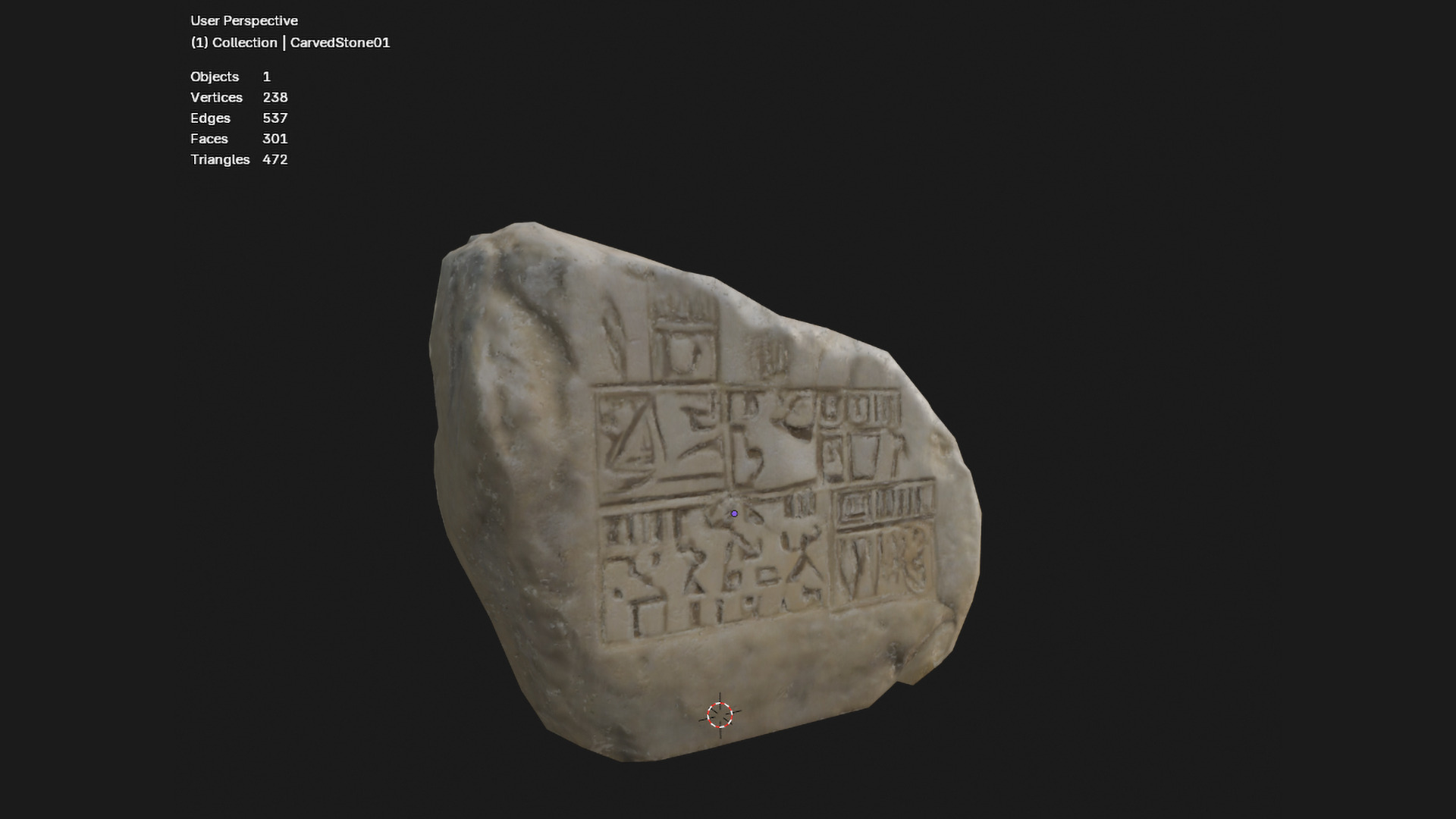Ancient Carved Stone Game-Ready Low-poly 3D model_4