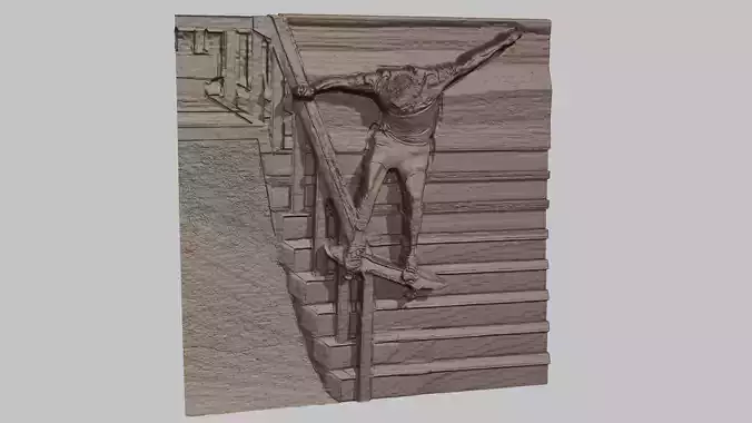 Skater boy relief sculpture for CNC routers and 3D printing  3D print model