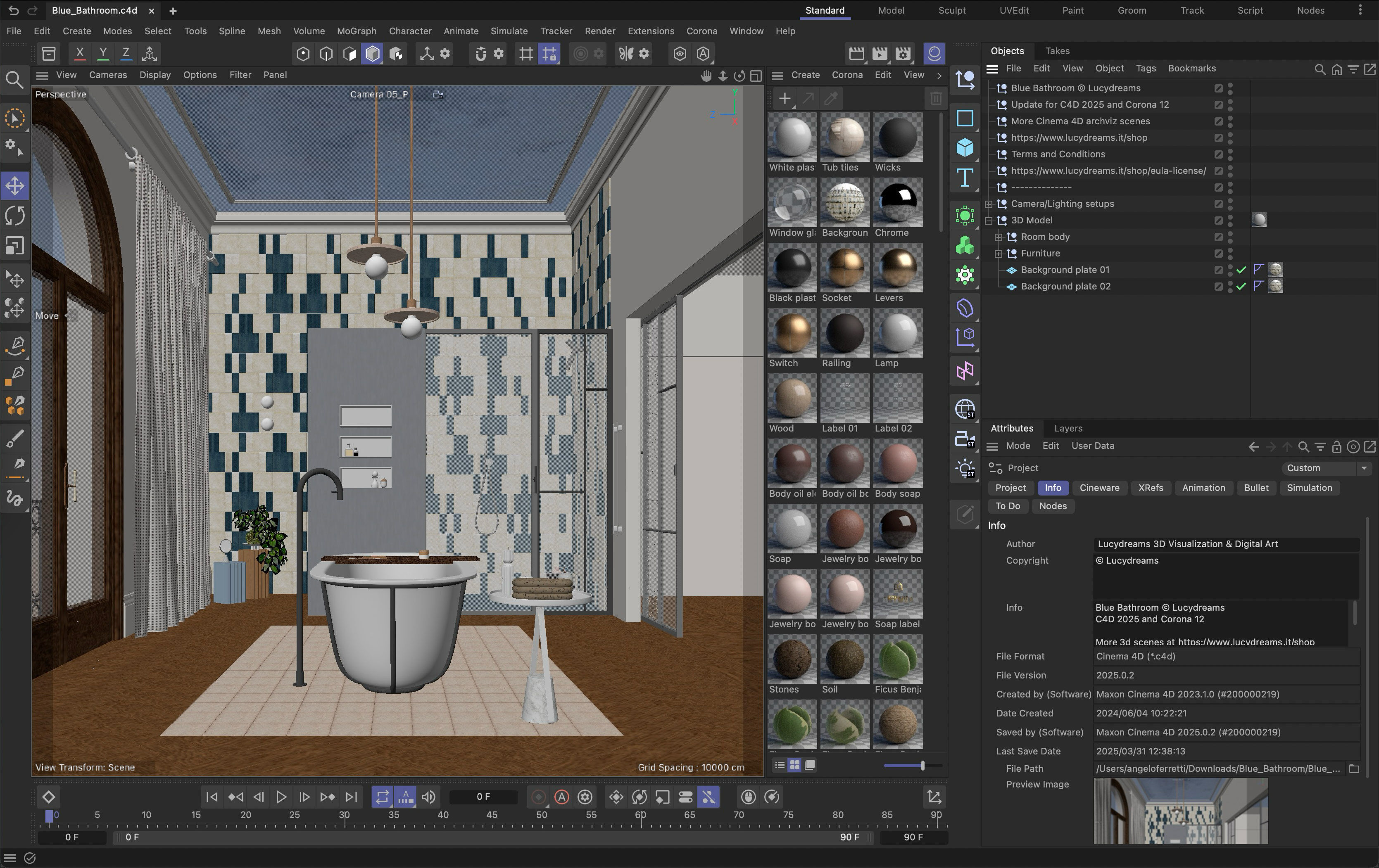Blue Bathroom interior scene 3D model_13