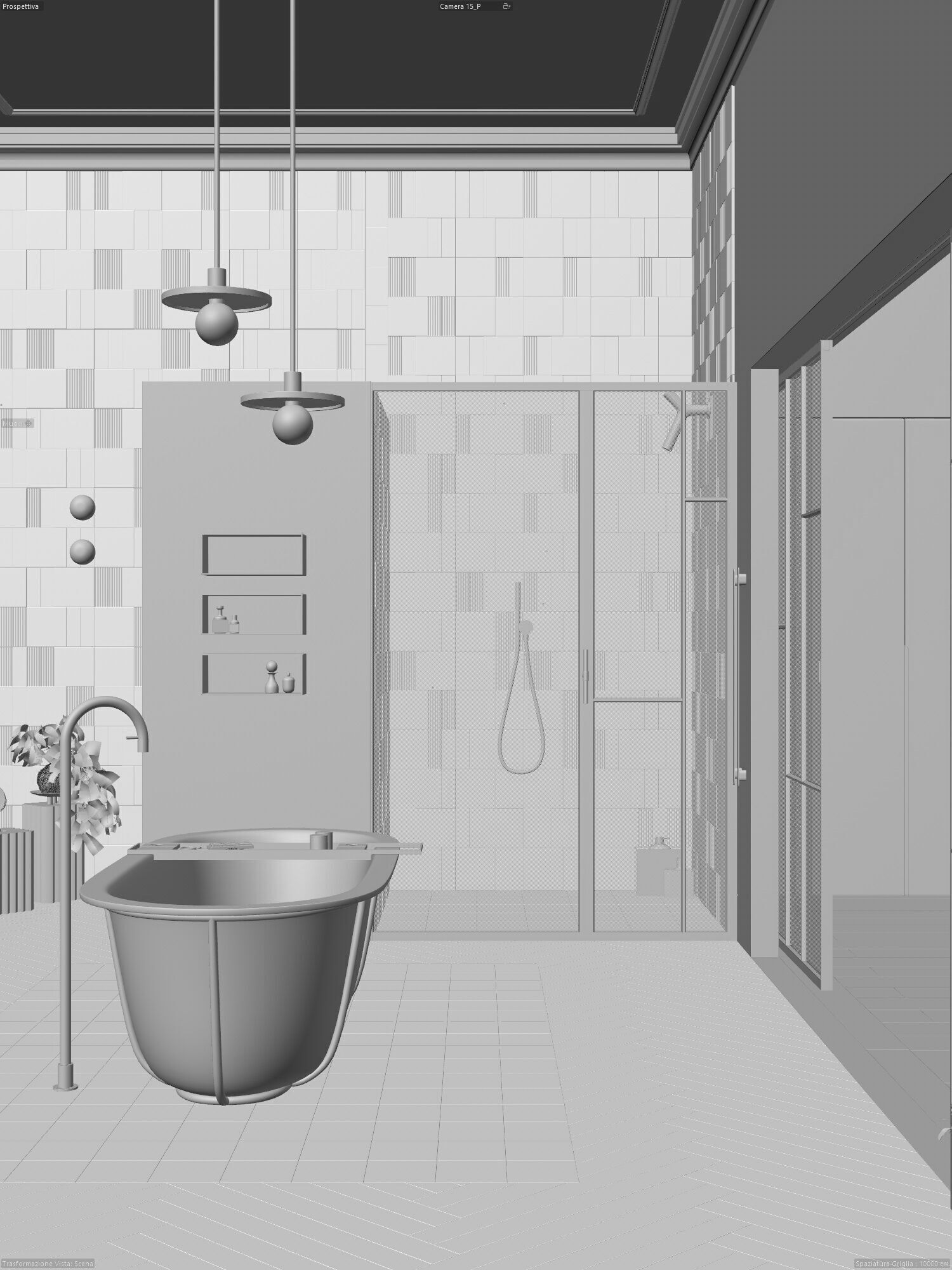 Blue Bathroom interior scene 3D model_14