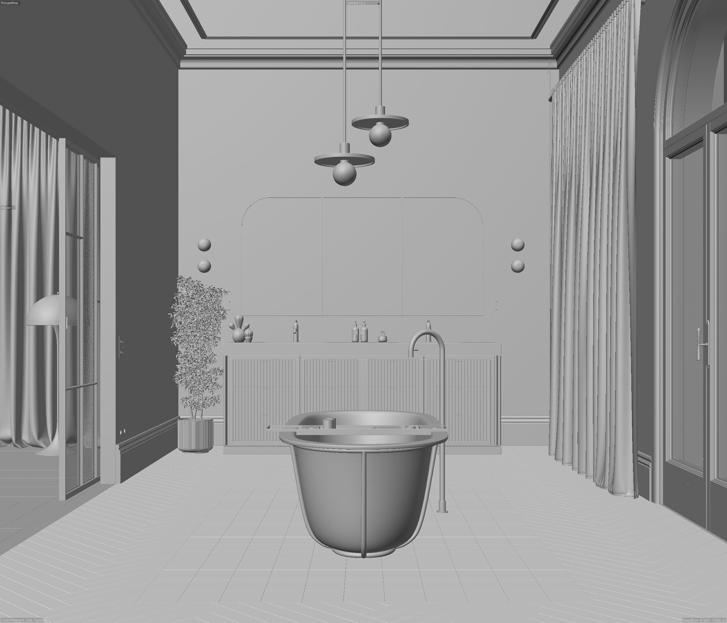 Blue Bathroom interior scene 3D model_19