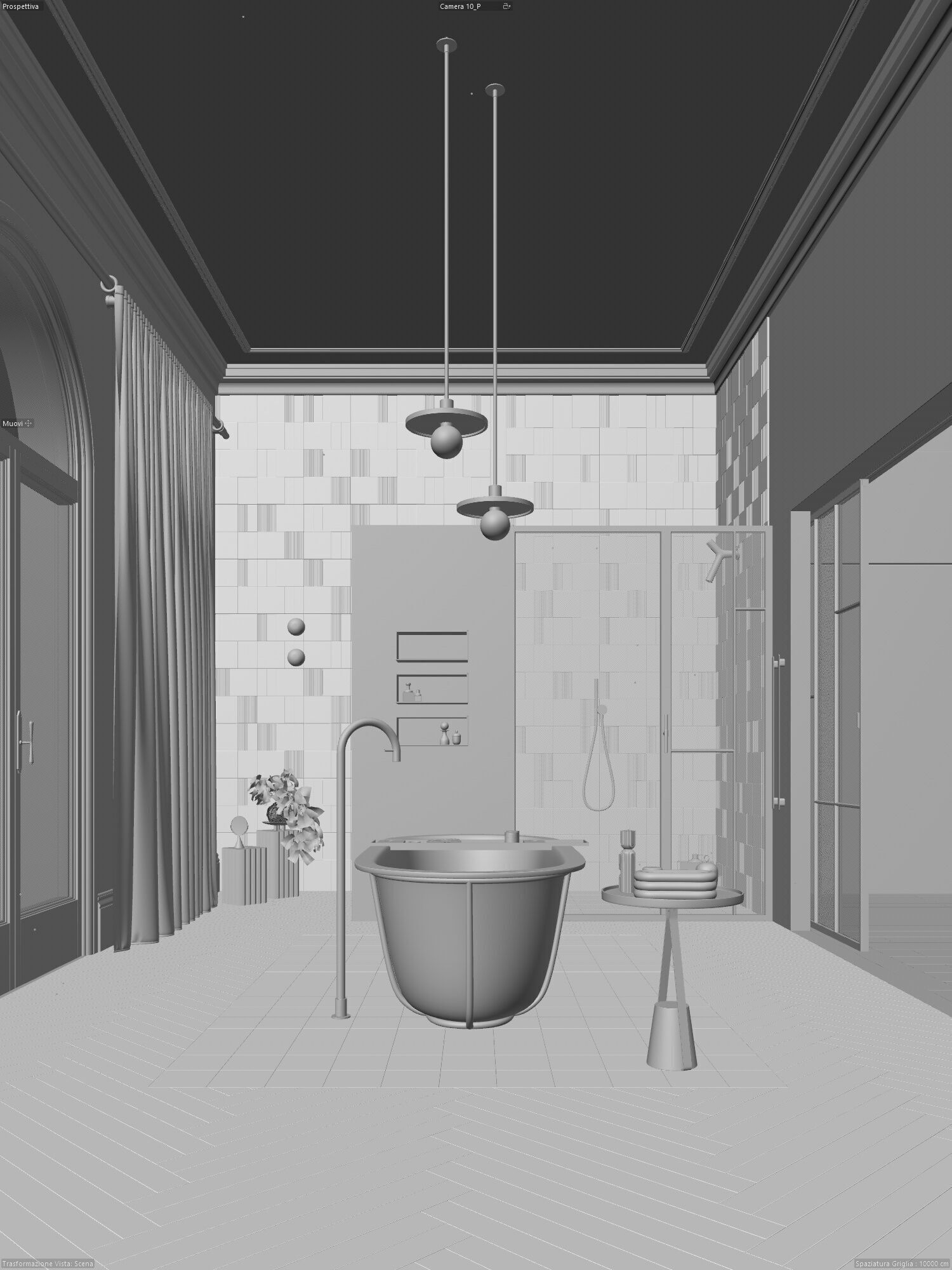 Blue Bathroom interior scene 3D model_16