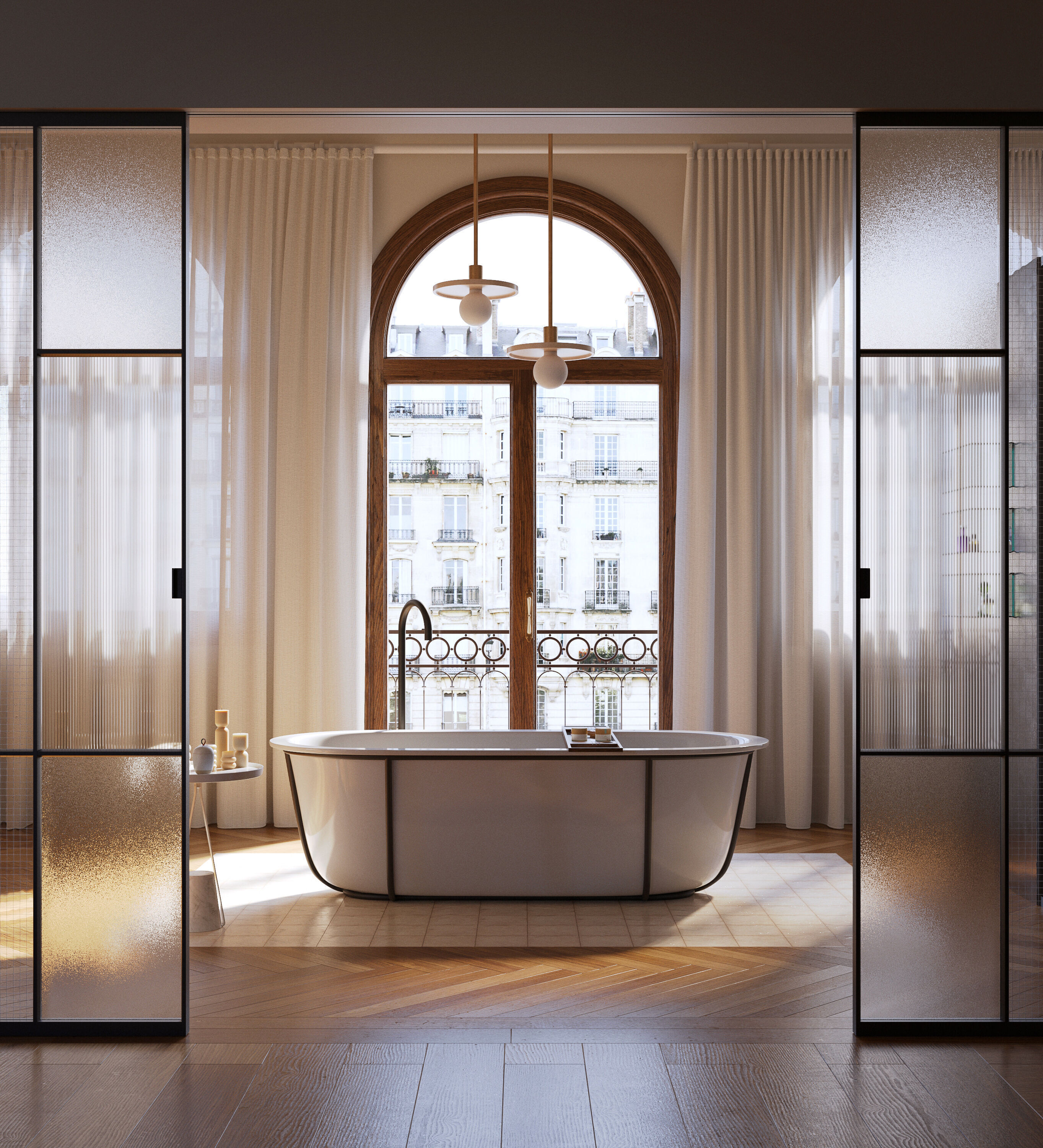 Blue Bathroom interior scene 3D model_1