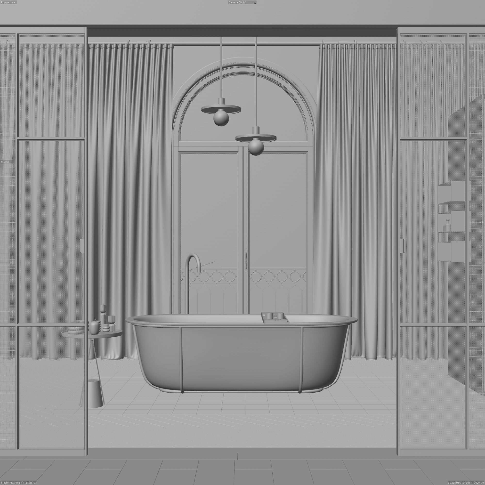 Blue Bathroom interior scene 3D model_15
