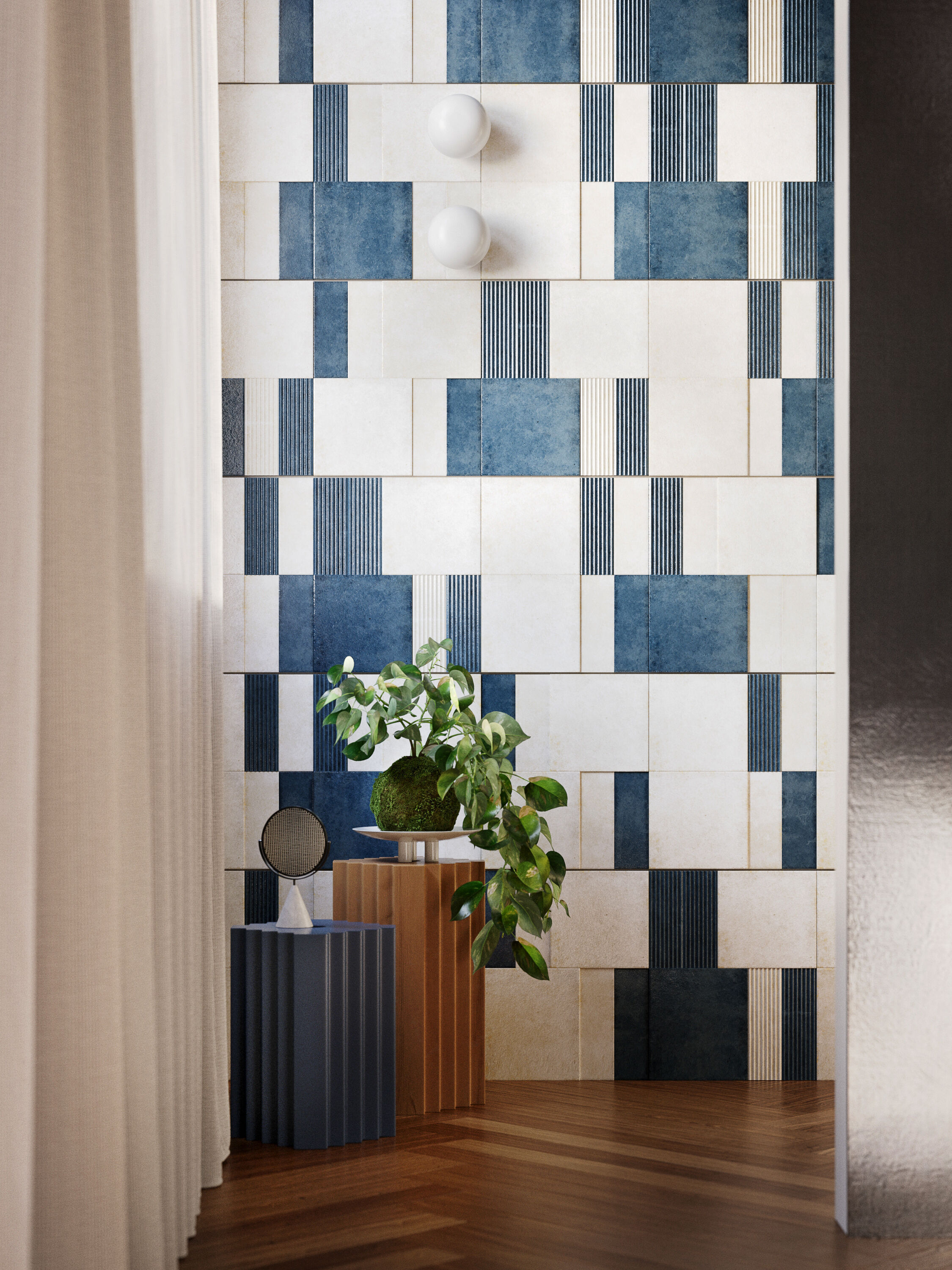 Blue Bathroom interior scene 3D model_2