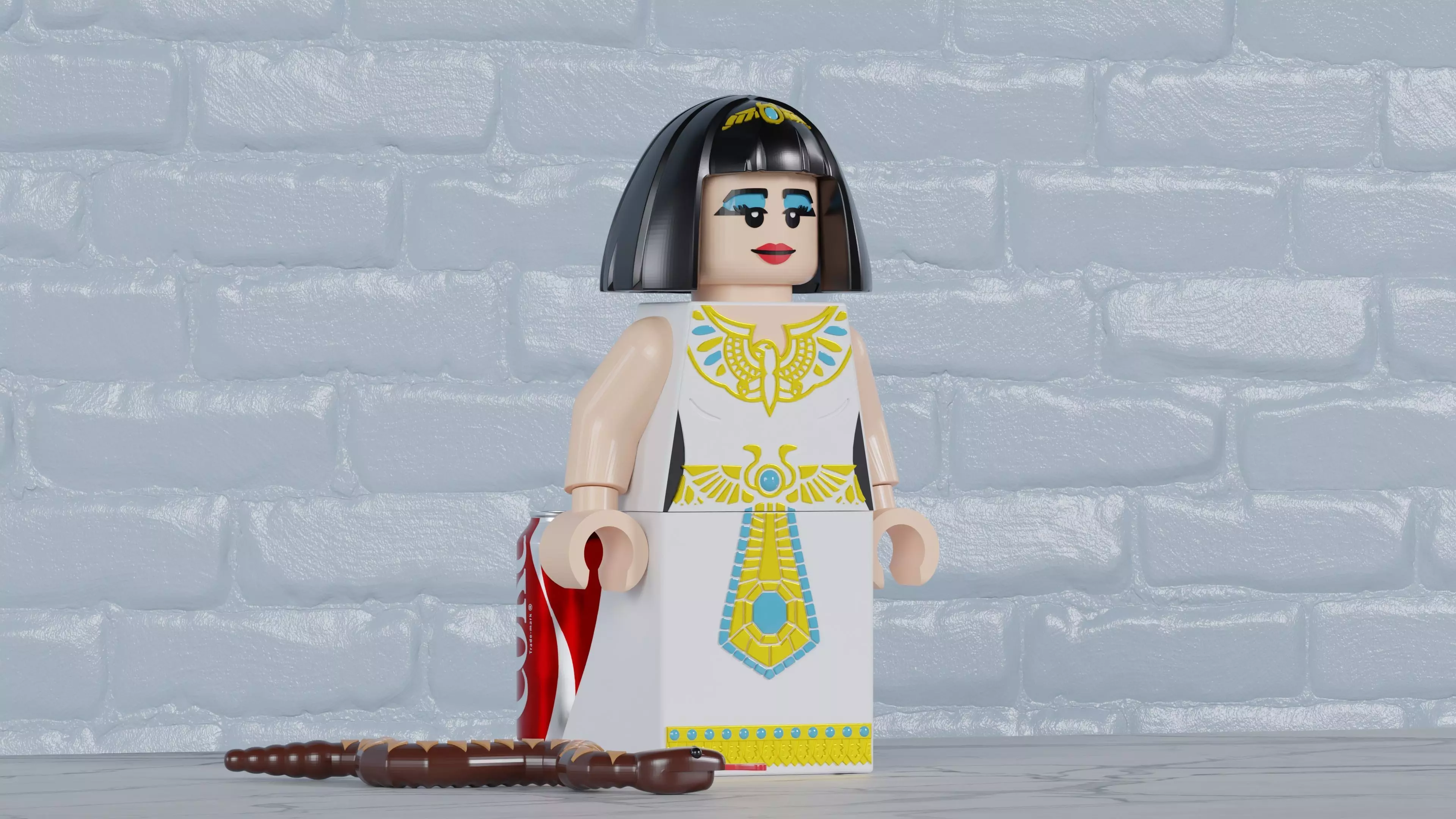 Cleopatra Lego Maxifig - Fully Articulated 3D print model_0