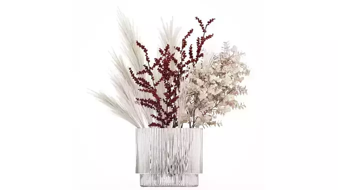 Bouquet Dried Branches Pampas Eucalyptus Ilex Holly 541