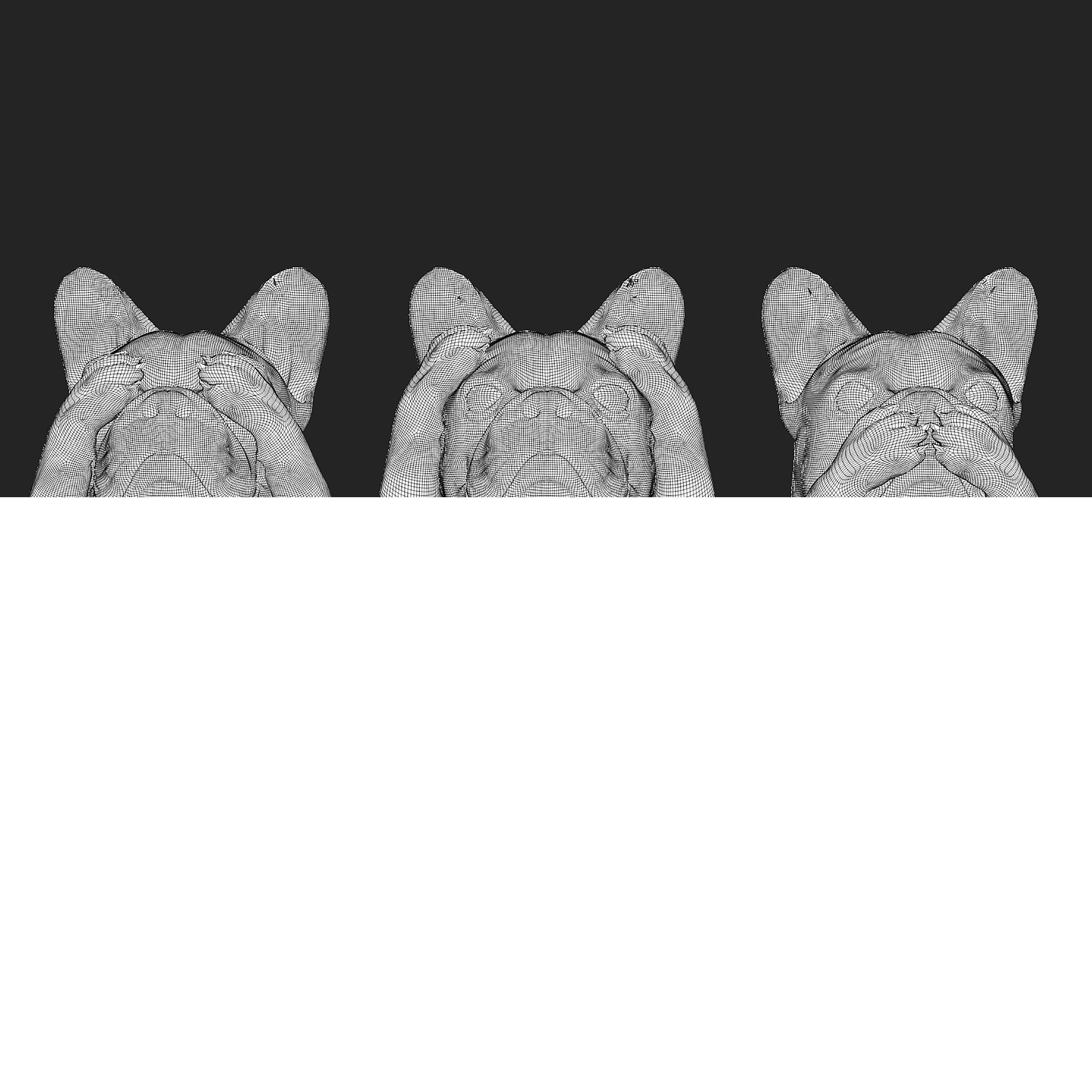DOG Bulldog See No Evil Hear No Evil Speak No Evil 3D model_4
