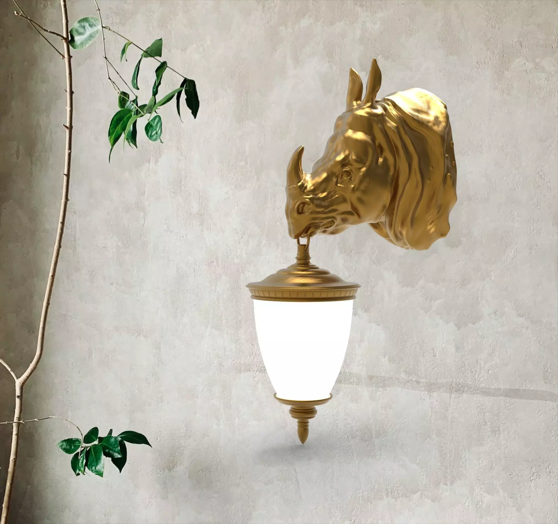 Rhino Wall Lamp 3D print model_0