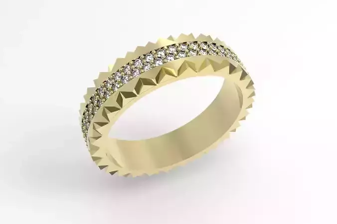  Women Paved Wedding Ring WiTh Edged piramida