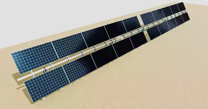 Solar Tracker Table 2x5x2-55-0-55 Degree 3D model