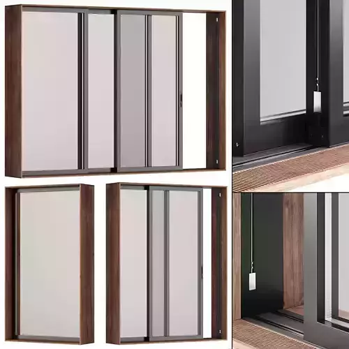 Panoramic windows in a wooden frame