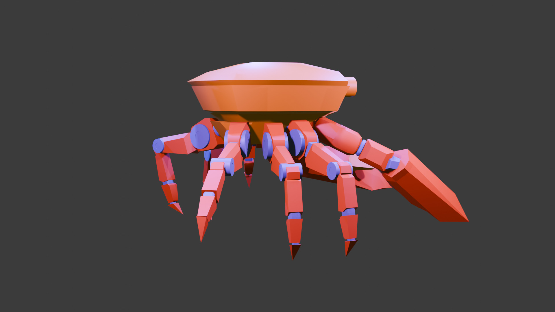 Futuristic Mechanical Crab Robot Low-poly 3D model_5