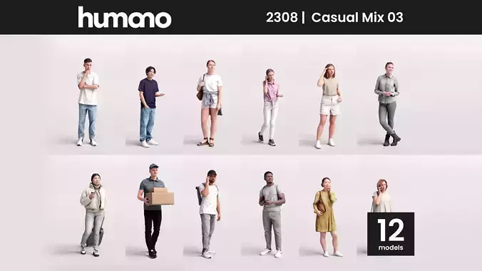 Humano 12-Collection 2308 - CASUAL PEOPLE MIX 03-12 x 3D models 