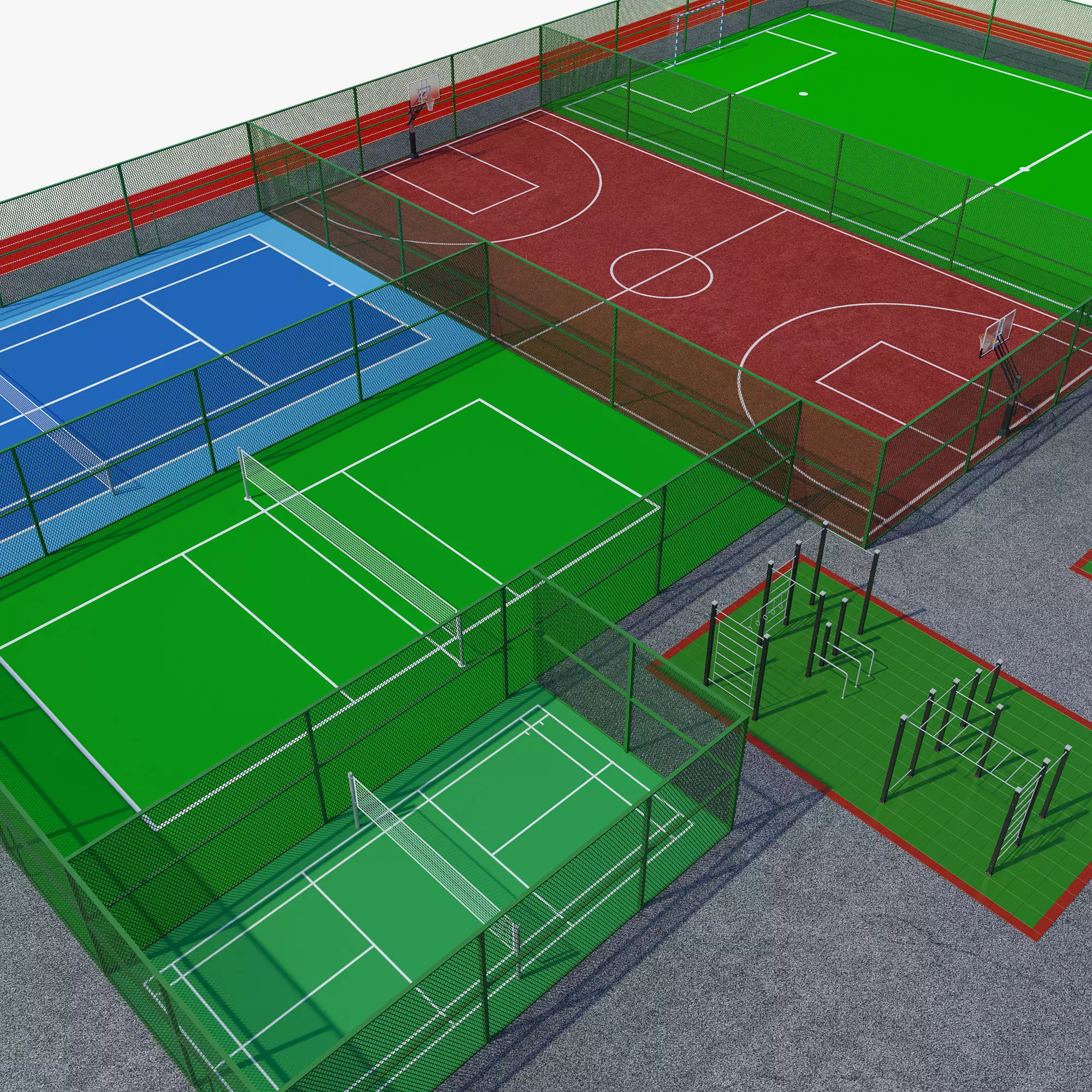 Mini stadiums and street fitness Badminton tennis 3D model