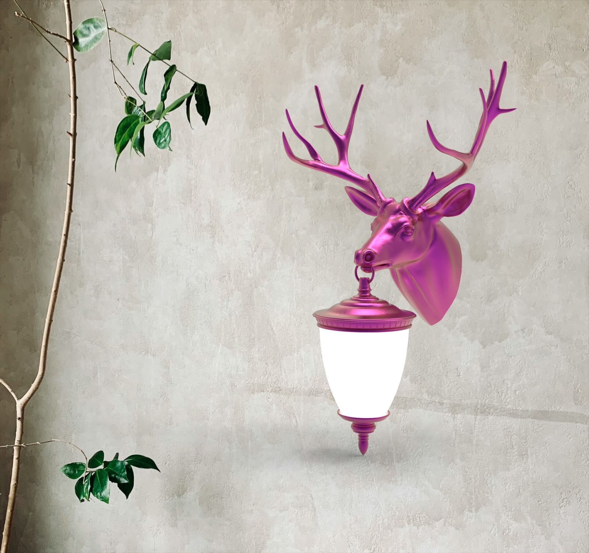 Deer Head Wall Lamp 3D print model_1